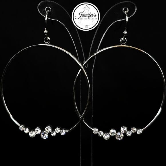 Lia Sophia NWT "Flirty" Silver Tone with Cut Crystal Dangle Earrings - Picture 3 of 8